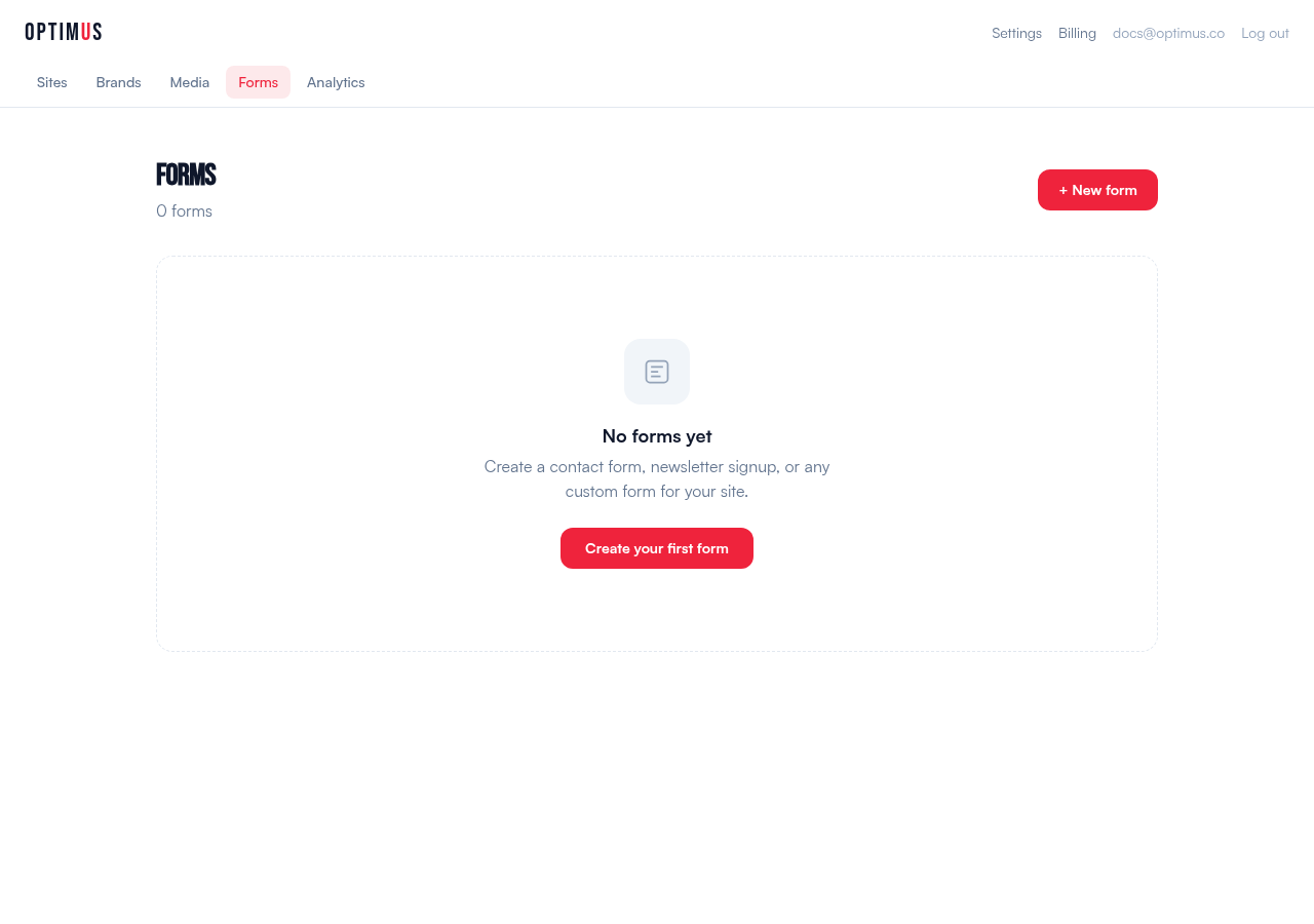 Forms dashboard